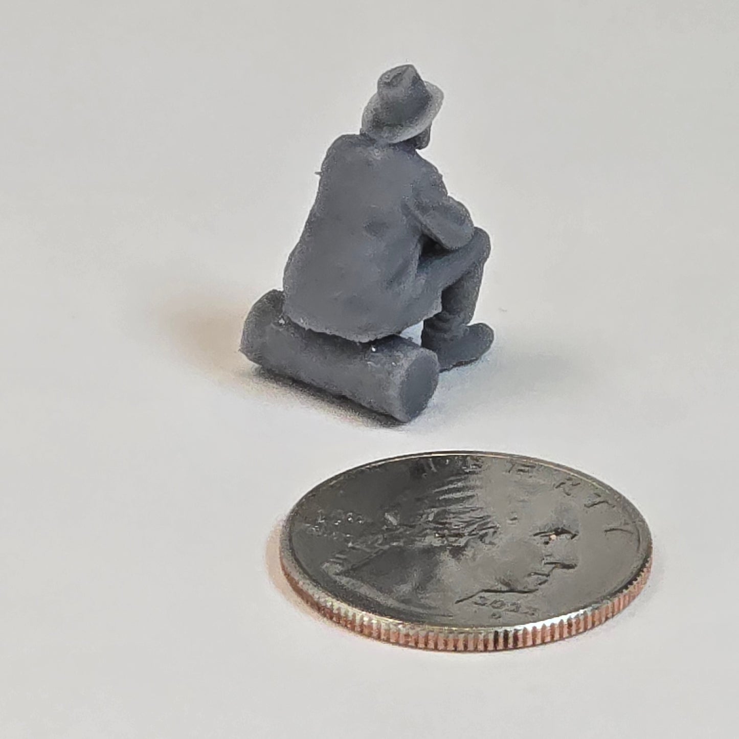 Large Hobo Sitting with Hands Folded – 22mm Tall Resin Figure