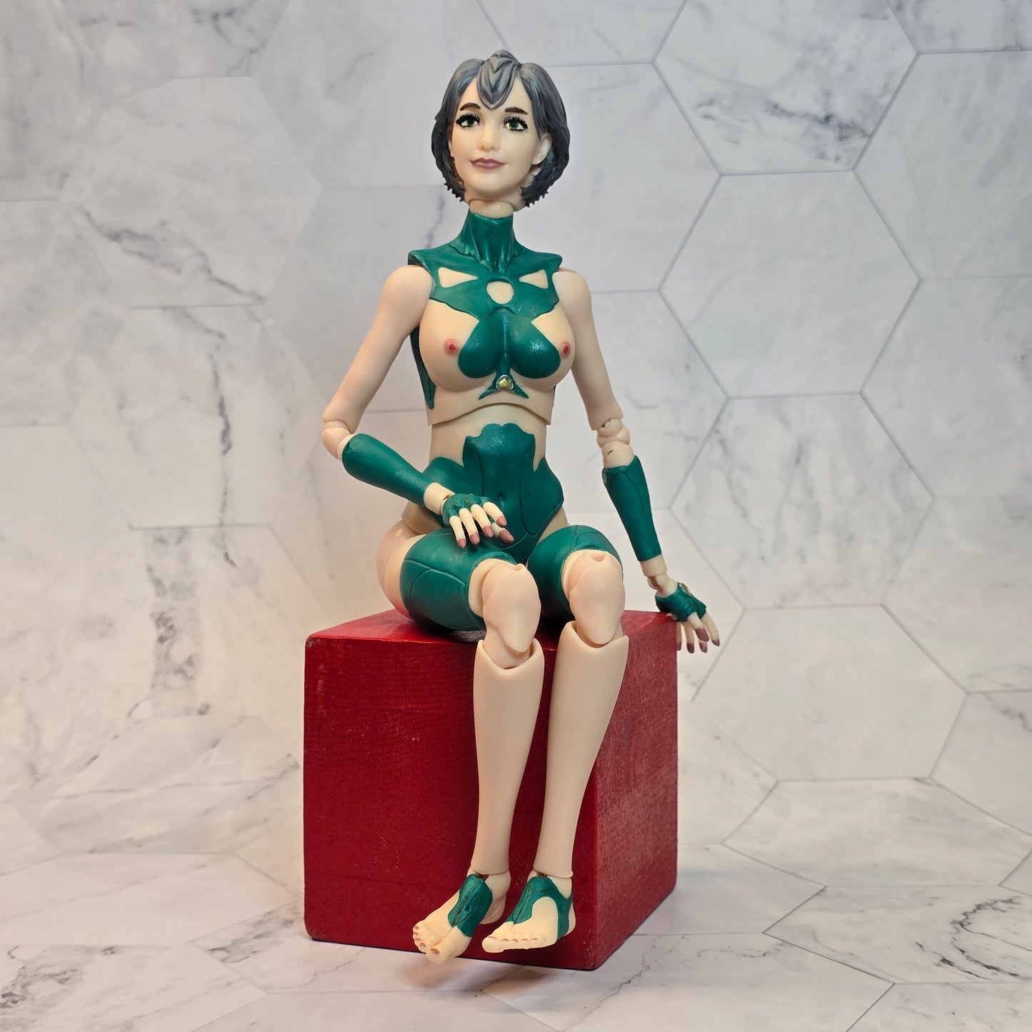 OOAK Hand Painted Female Cyborg Art Doll Custom Sci-Fi Collector Figure Original Artwork