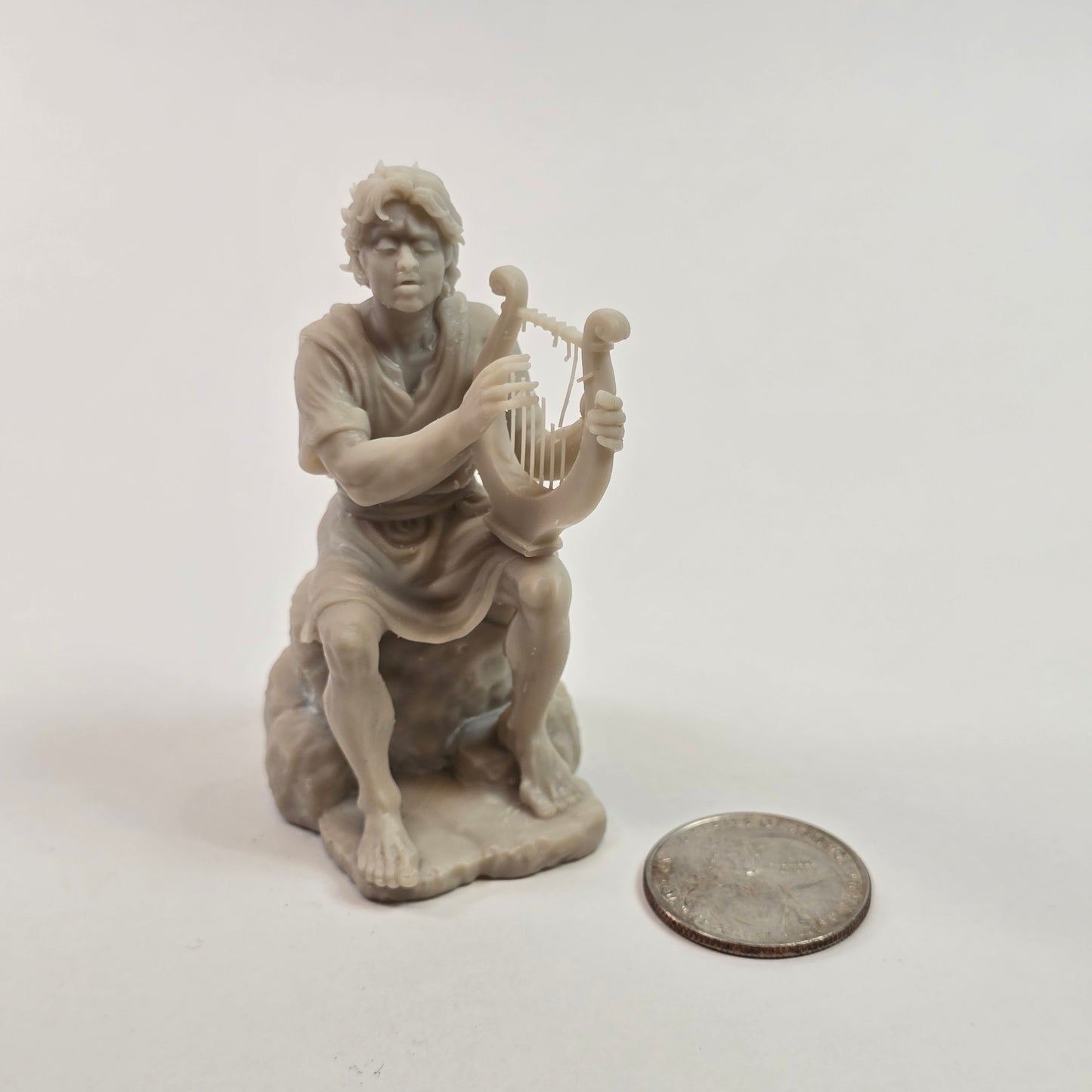 Seated David with Harp – 60 mm Tall Resin Miniature