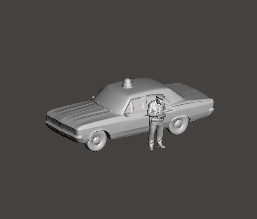N Scale Police Traffic Stop Scene Set – Squad Car & Officer Writing Ticket – Unpainted