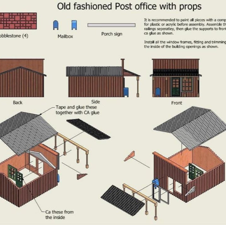N Scale Post Office Building Kit – 3D Printed Unpainted Structure | Dioramas, Model Trains, Dollhouses