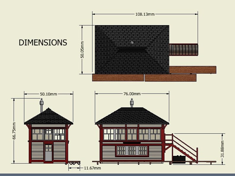 N scale English signal box tower 3D printed plastic model with instructions Unpainted building kit, for dioramas, dollhouses, model trains.
