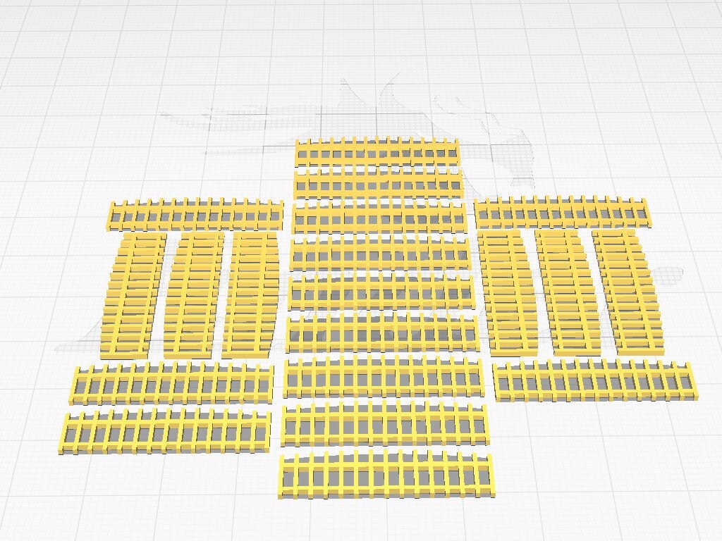 N Scale Stone and Iron Fence Set of 10 3D Printed (1:160) for Dioramas, Model Trains, Dollhouses, Wargaming & Miniatures Unpainted
