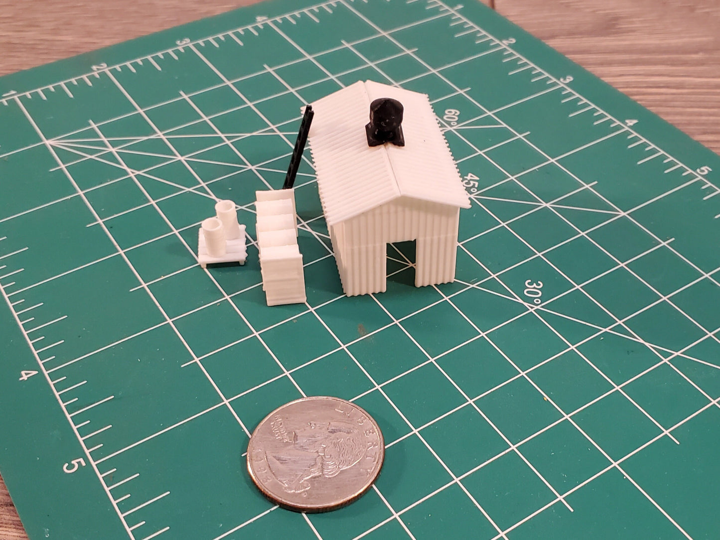 N scale Unpainted Metal building kit for Dioramas & Terrain. Paint and go! Perfect for Model railroad enthusiasts and hobbyists.