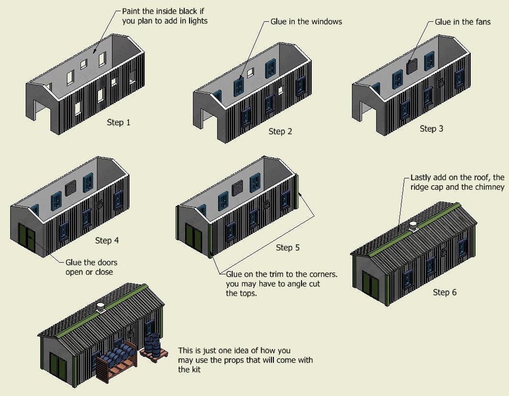 N Scale Unpainted Metal Building Kit Wide Structure for Dioramas, Terrain & Layouts. Just Paint and Go! Great for Model Train Hobbyists