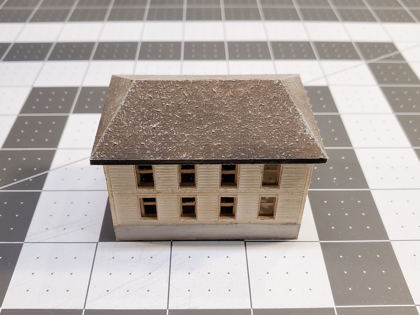 Ready-Built N scale Painted Built up structure Factory Workshop with dock. Ready to install on your Model train layout.
