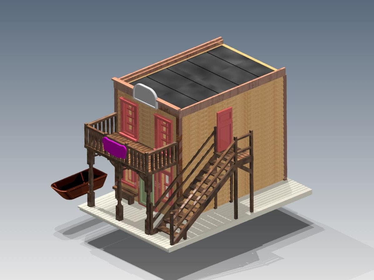 N scale BATH HOUSE - 3D printed plastic model Old wild west Pioneer building Kit-unpainted kit with instructions - Dioramas - Terrain