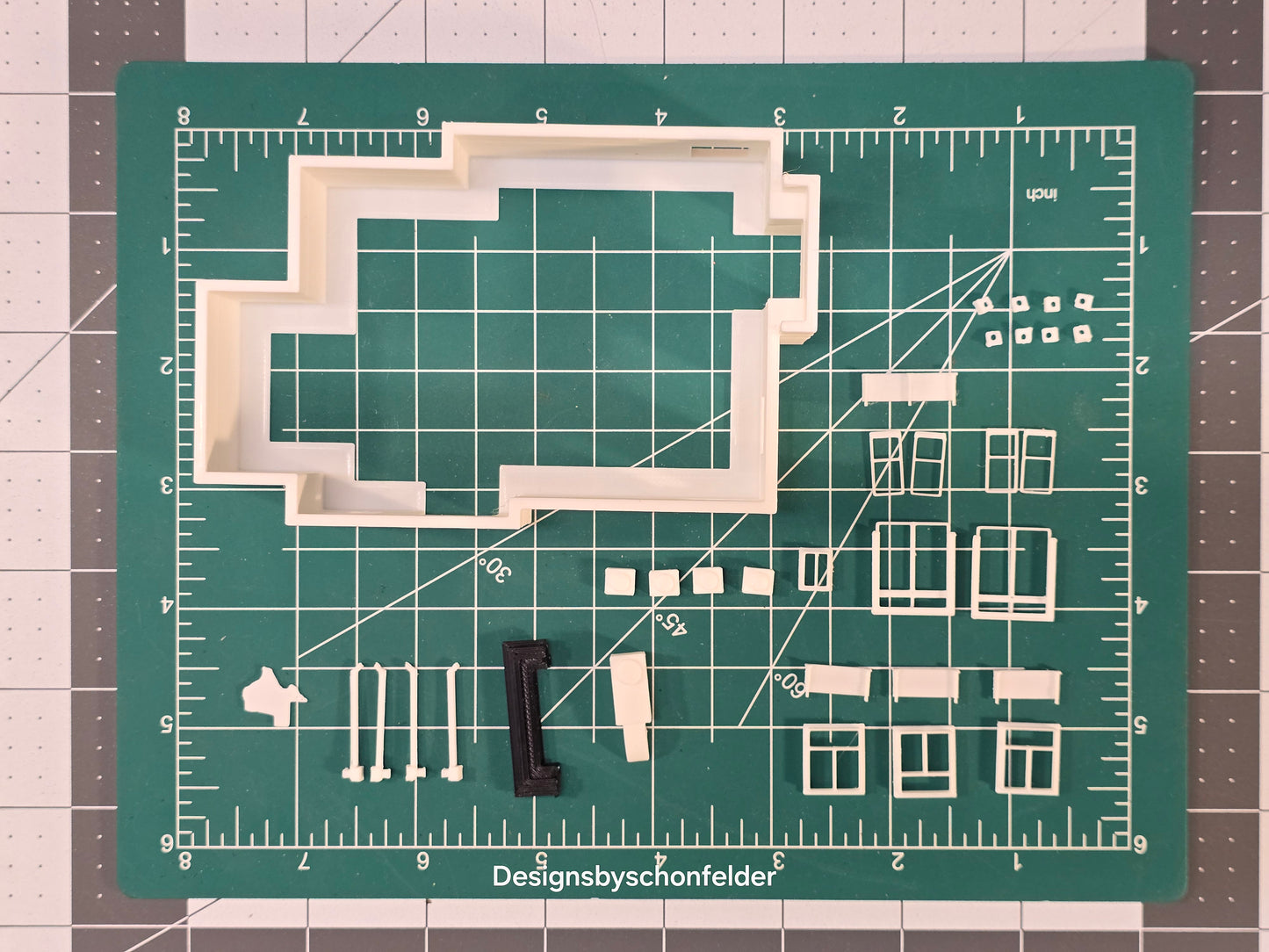 Miniature Monday Special N Scale printed modern Unpainted HTeaO building kit, with extras and details for dioramas, dollhouses, and model trains.