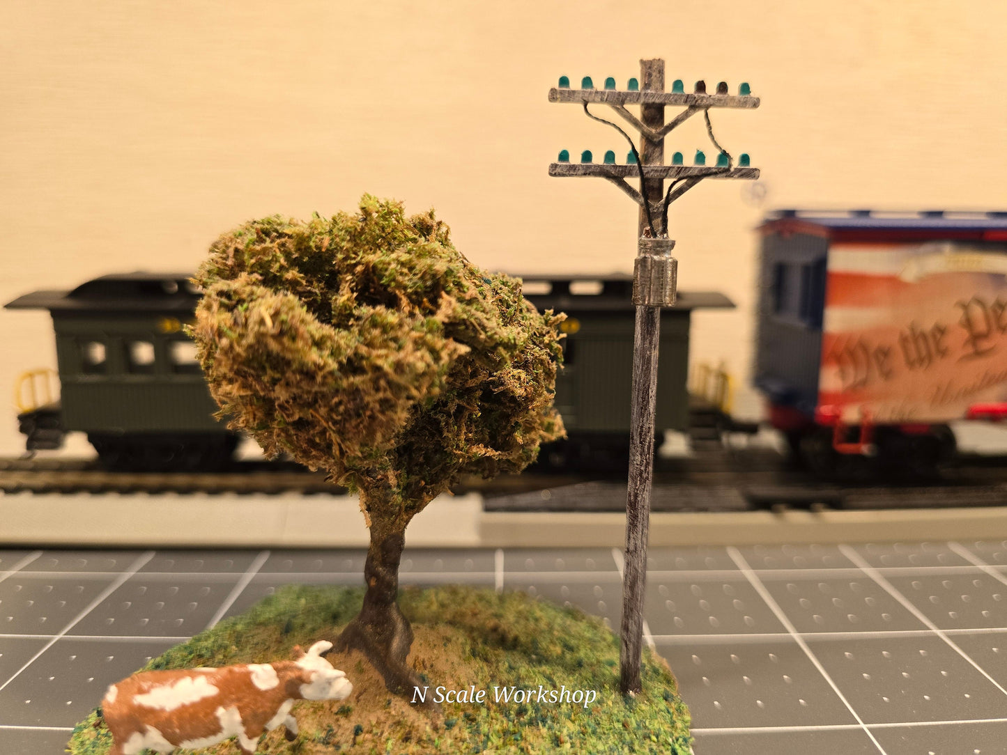 HO Scale Set of 6 Custom Telephone Pole Kit - Unassembled and Painted - Perfect for Model Railroads & Dioramas