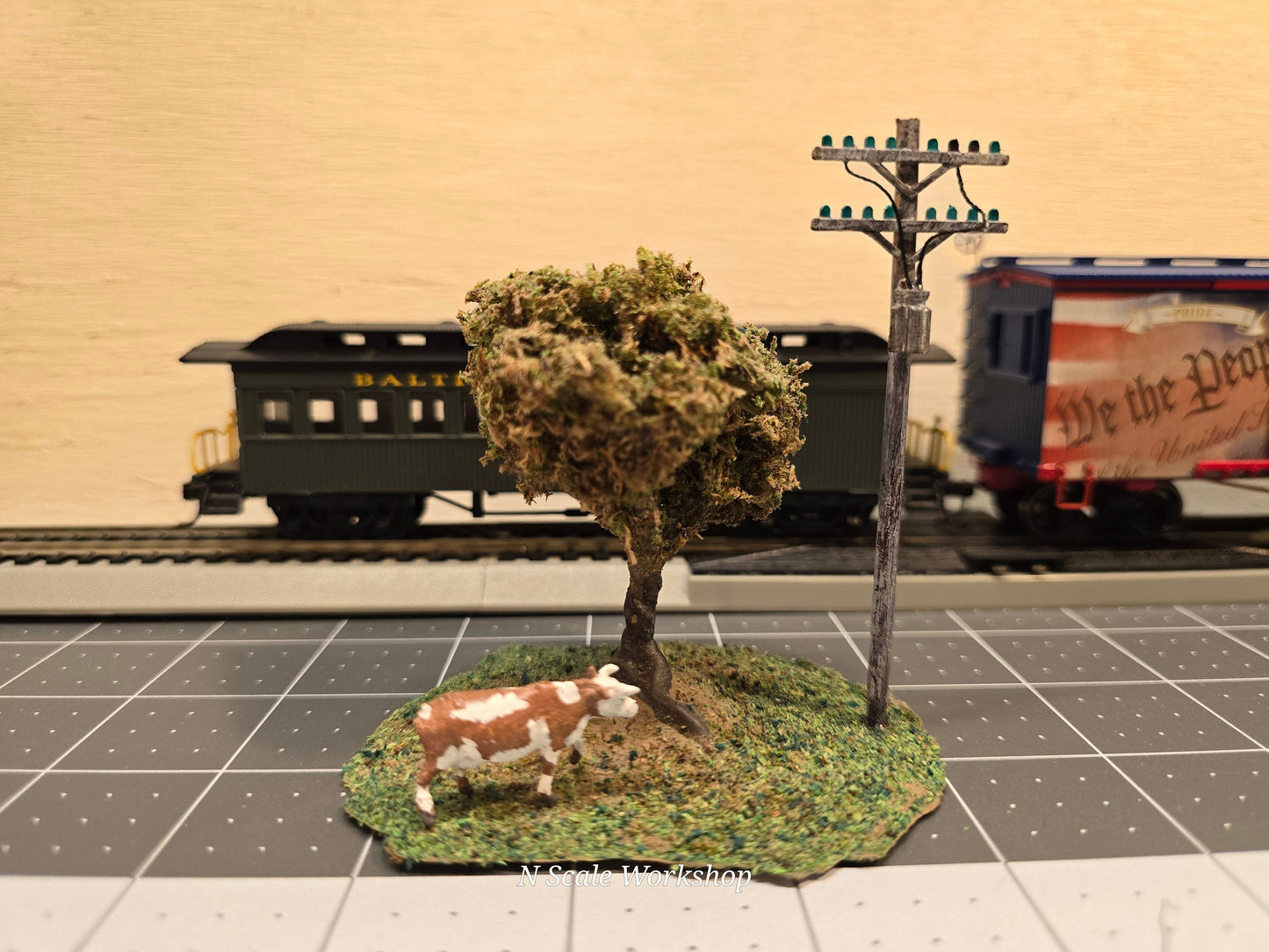 HO Scale Set of 6 Custom Telephone Pole Kit - Unassembled and Painted - Perfect for Model Railroads & Dioramas