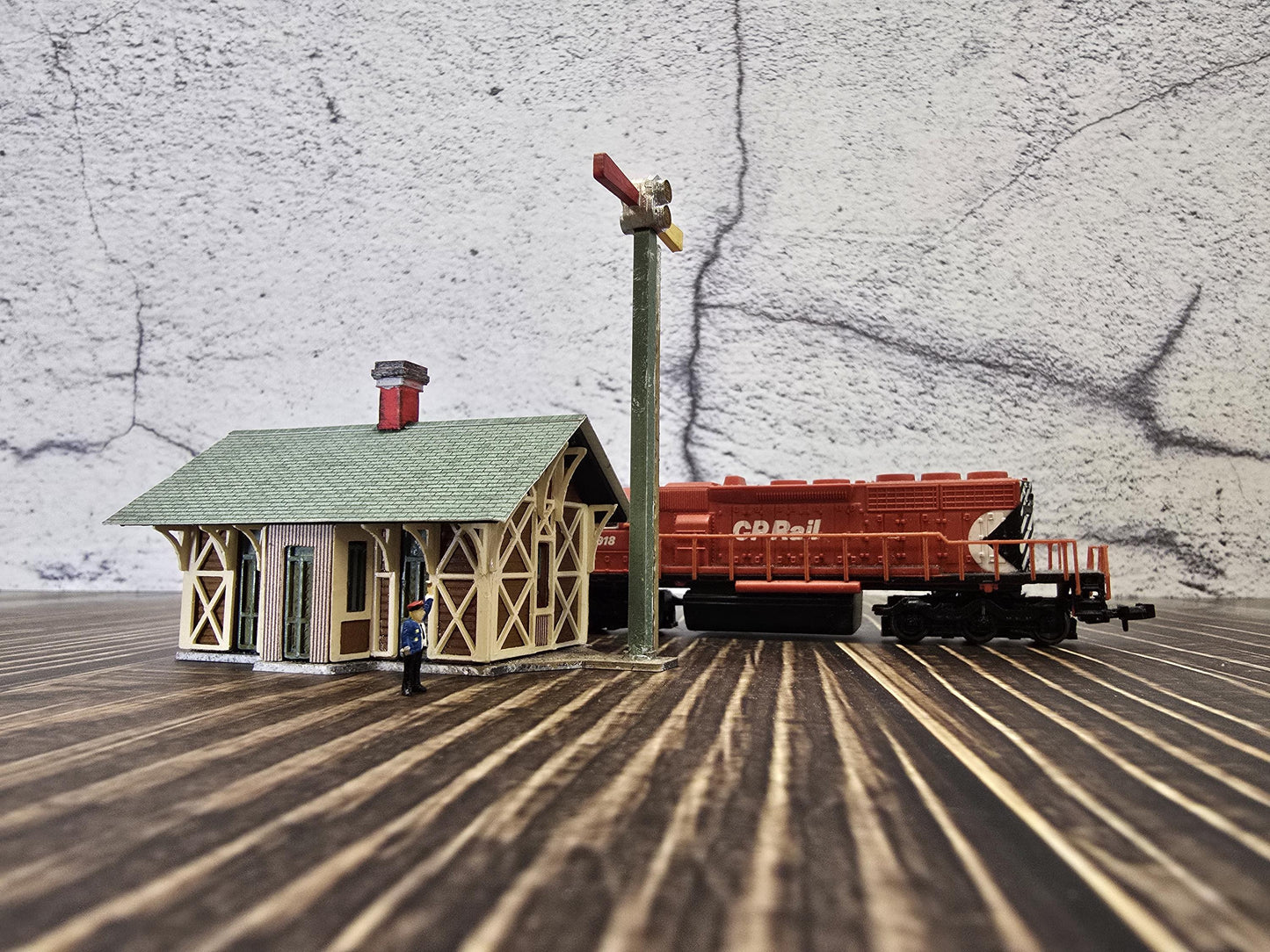 Miniature Monday Special N Scale Ready Built Stewart Depot Building Model Railroad Layouts, Handcrafted Detailing, Dioramas, Desktop display