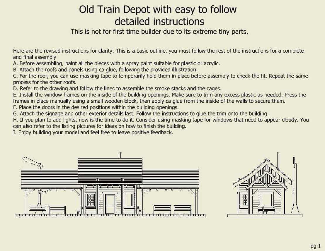 N Scale Old Western Train Depot Kit 3D Printed Pioneer-Style Building w/ Detailed Instructions for Dioramas, Layouts & Mini Scenes