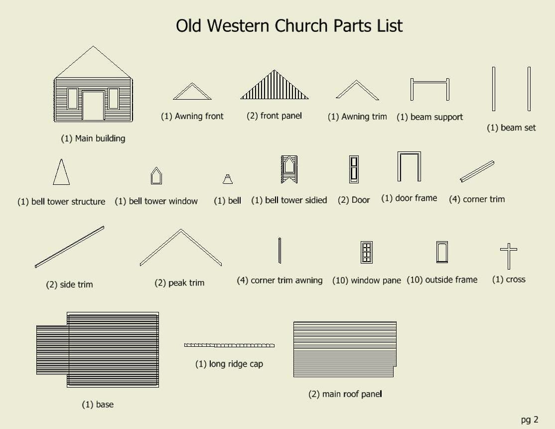N scale Old western church - unpainted kit- with easy to follow instructions - 3D printed for dioramas, terrain, model trains, dollhouses.