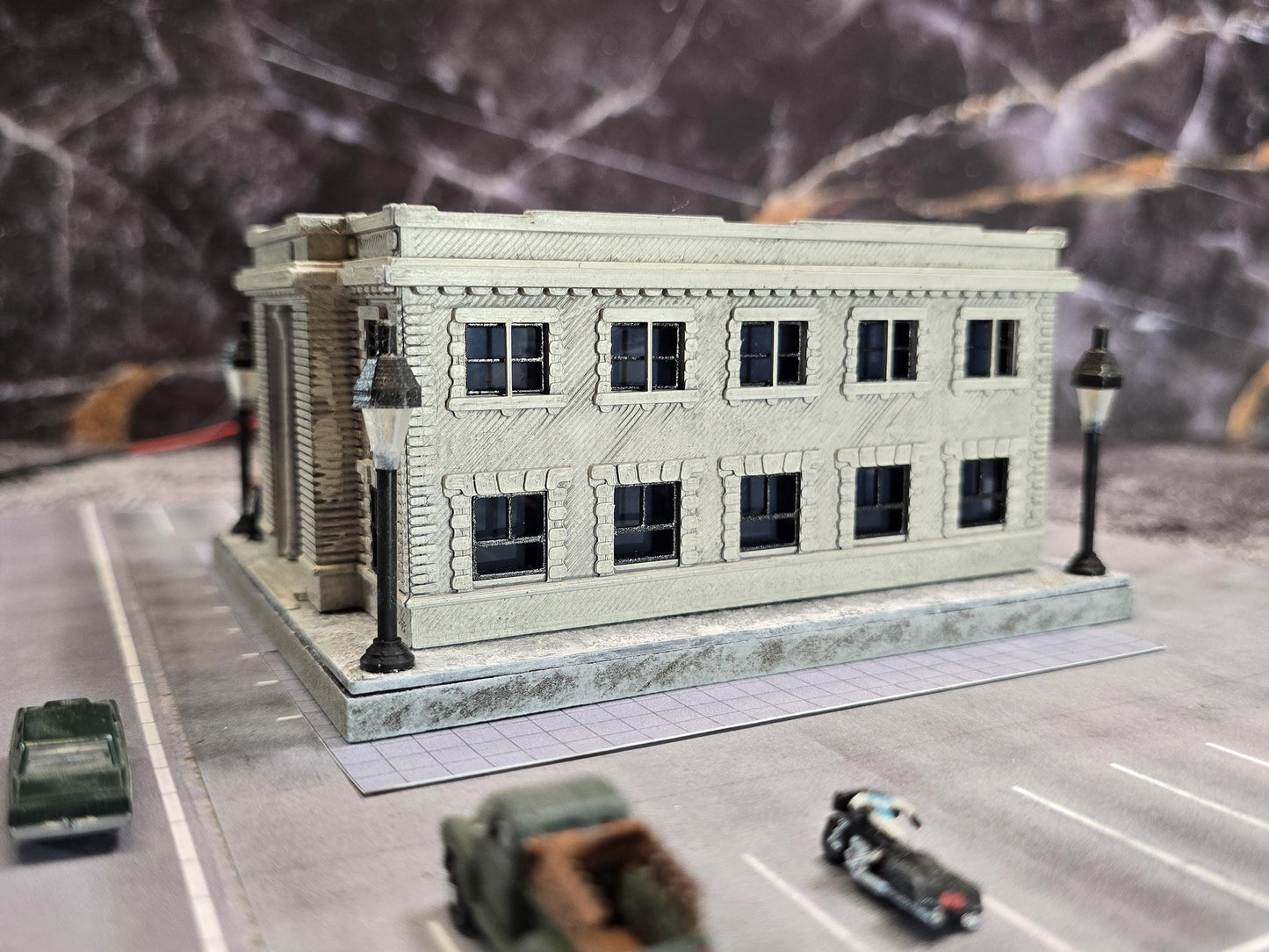 N Scale historic Meriden post office kit detailed RR model for dioramas, layouts, or desktop display. No lights included.