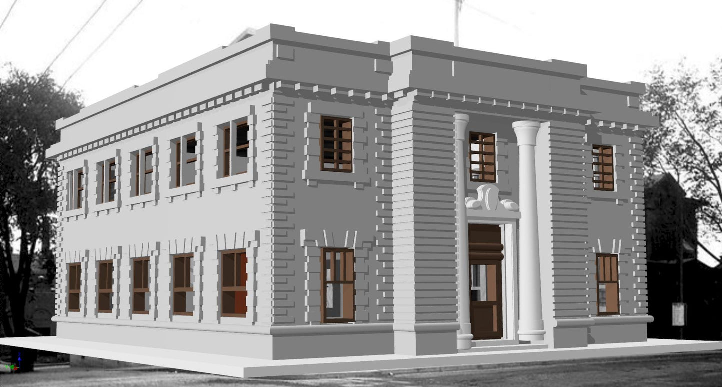 N Scale historic Meriden post office kit detailed RR model for dioramas, layouts, or desktop display. No lights included.