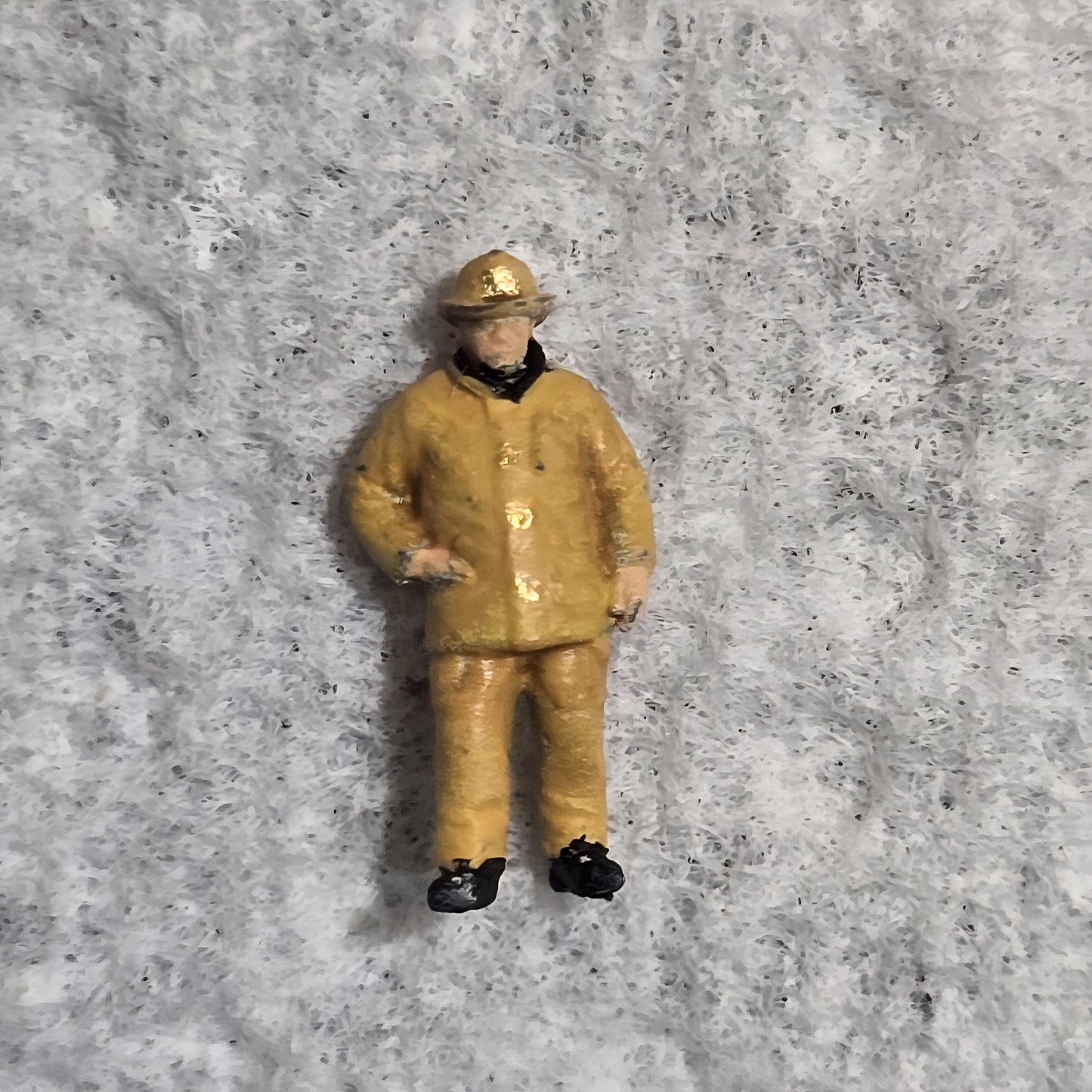 N Scale Hand Painted Ladder Truck with Fireman Weathered, Ready-Built Miniature for Model Railroad Layout, Diorama Scene, or Train Display