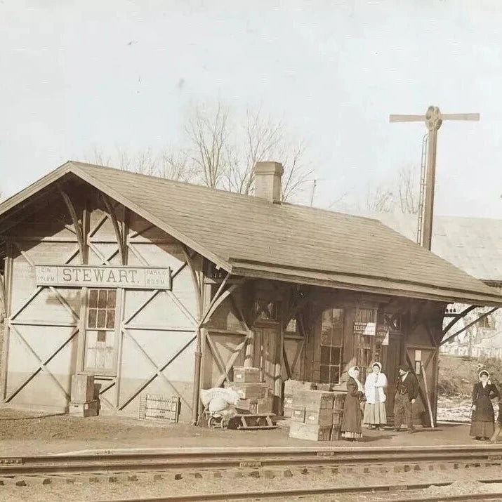 N Scale Stewart Depot – Ready-Built Model with Signal Tower, Handcrafted for Model Railroad Layouts & Dioramas