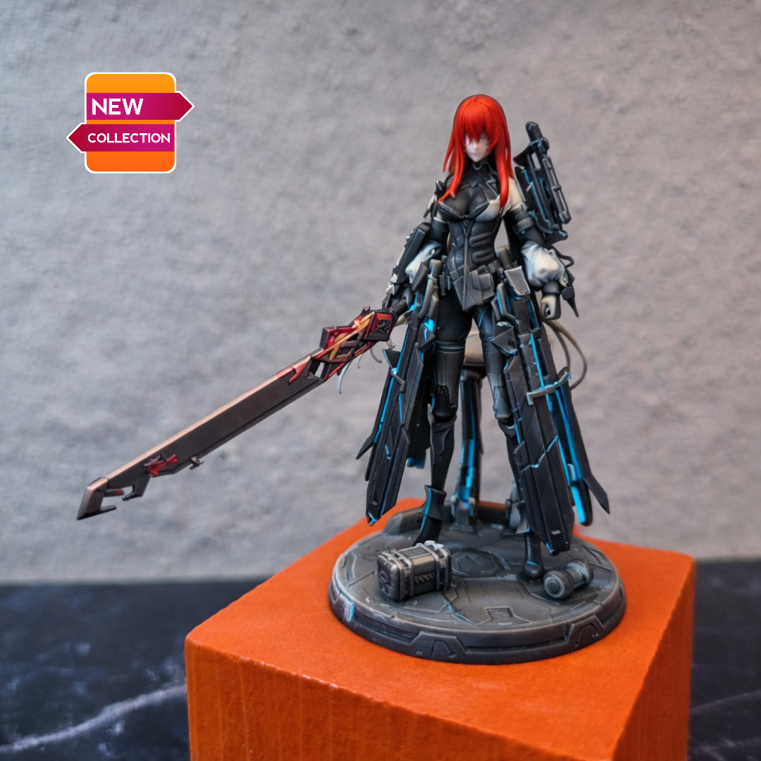 Desk Mate Collectible – Ember Veyra Blade Vanguard – Made-to-Order 90mm Resin Figure