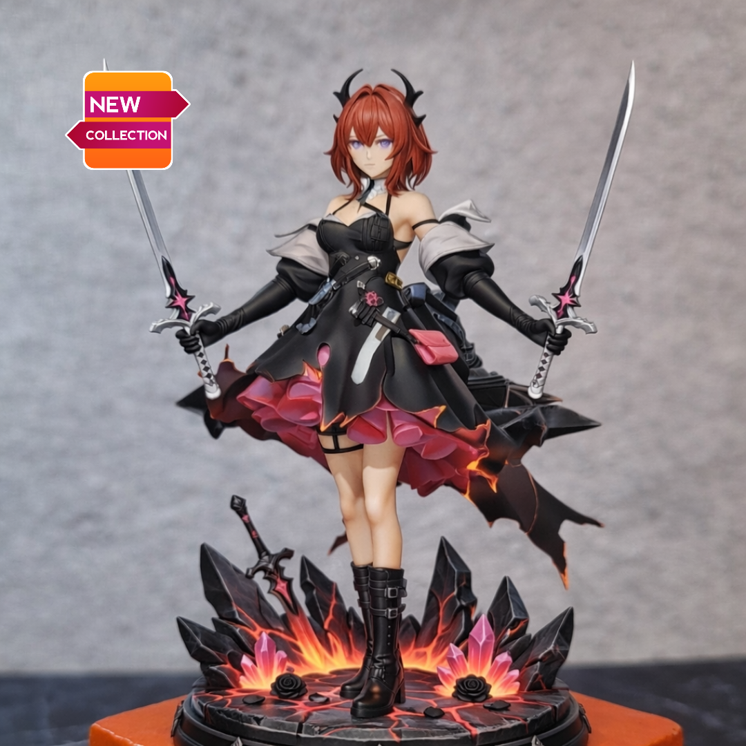 Laevantain – Twinblade Ember Knight – Desk Mate Collectible – Made-to-Order 90mm Resin Figure