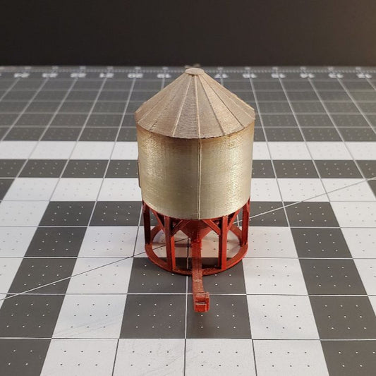Ready Built N Scale Ready-Built Grain Storage Bin – Includes Auger, Fully Painted & Layout-