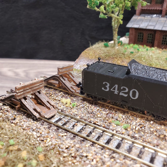 N Scale End-of-Line Train Bumper Stop – Solid Resin Pair for Layouts & T-Track Displays