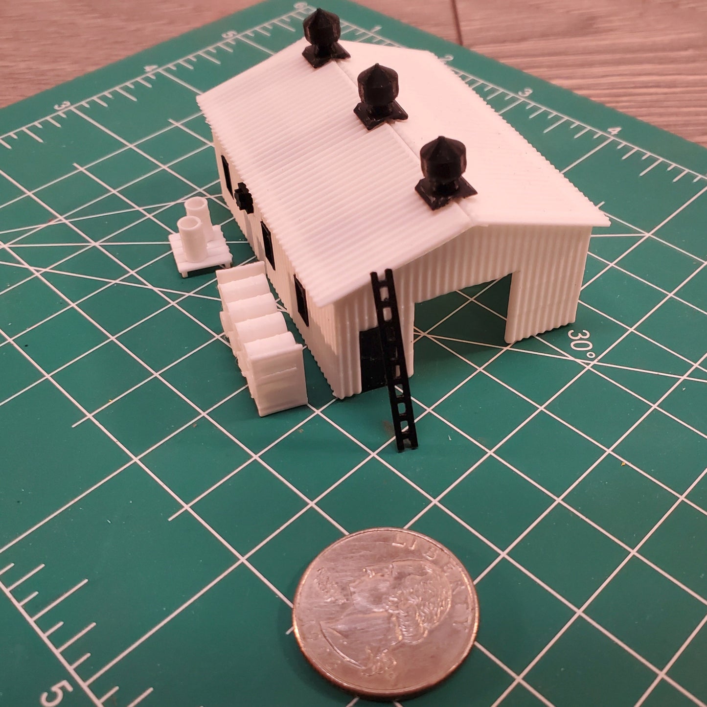 N Scale Unpainted Metal Building Kit – Wide Structure for Dioramas, Terrain & Layouts