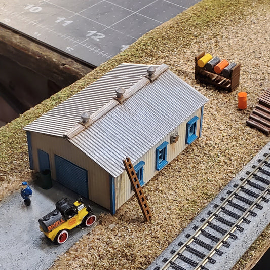 N Scale Unpainted Metal Building Kit – Wide Structure for Dioramas, Terrain & Layouts
