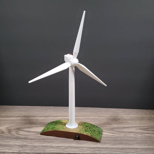 13" Motorized Wind Turbine – Desktop Display with Blinking Light for Dioramas & Miniatures