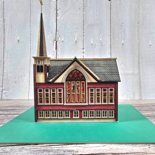 N Scale Trinity Church Building Kit – Includes Stained Glass Windows for Dioramas & Model Train Layouts