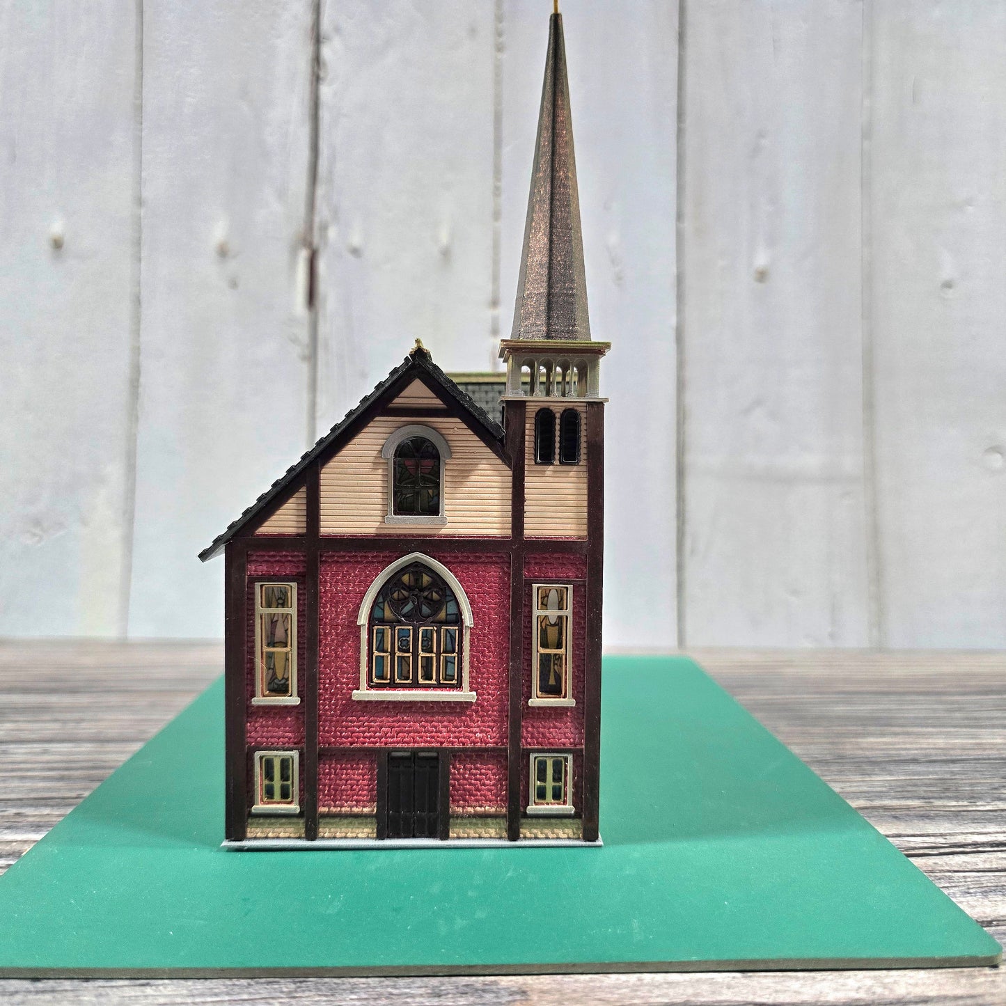 N Scale Trinity Church Building Kit – Includes Stained Glass Windows for Dioramas & Model Train Layouts