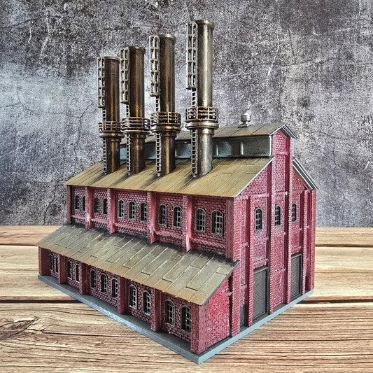 N Scale – Ready-Built Power Plant with Lights | Handcrafted Diorama Building