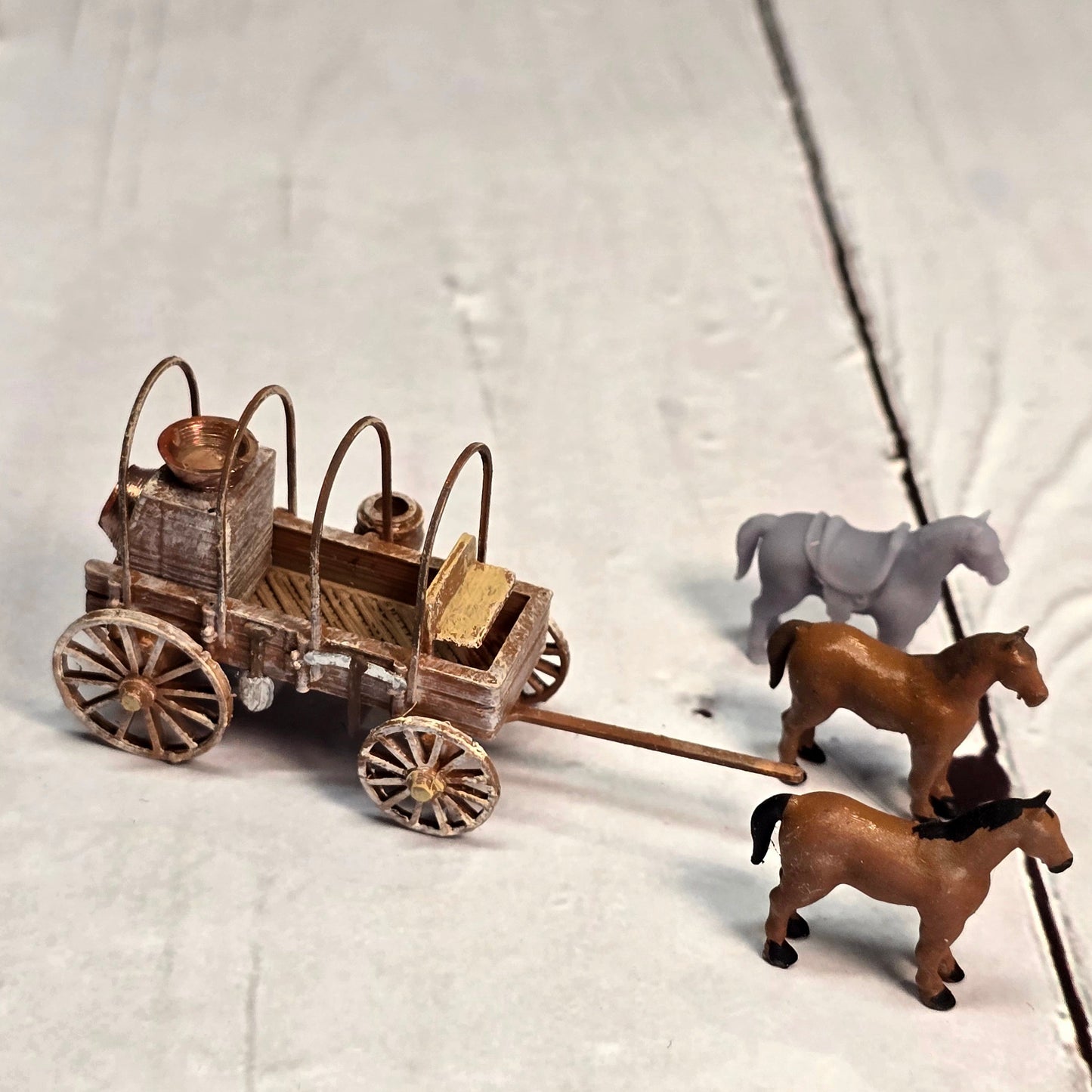 N Scale Western Chuck Wagon Kit – Horses, Cowboy, & Frontier Tools for Dioramas & Old West Scenes