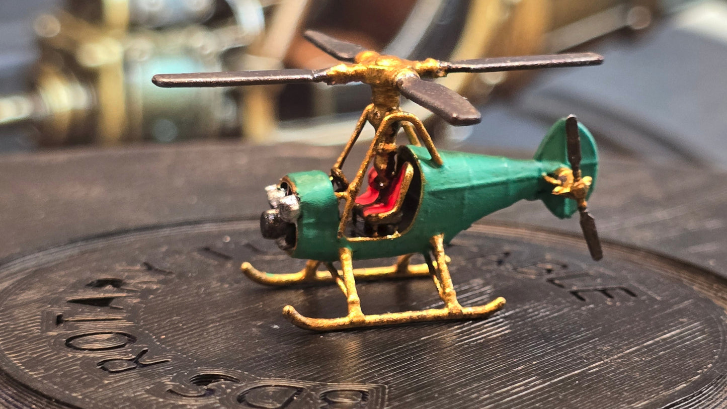 12mm Hand Painted Resin Printed Steampunk Helicopter Diorama, doll houses, scale modelers, camera props, scene building