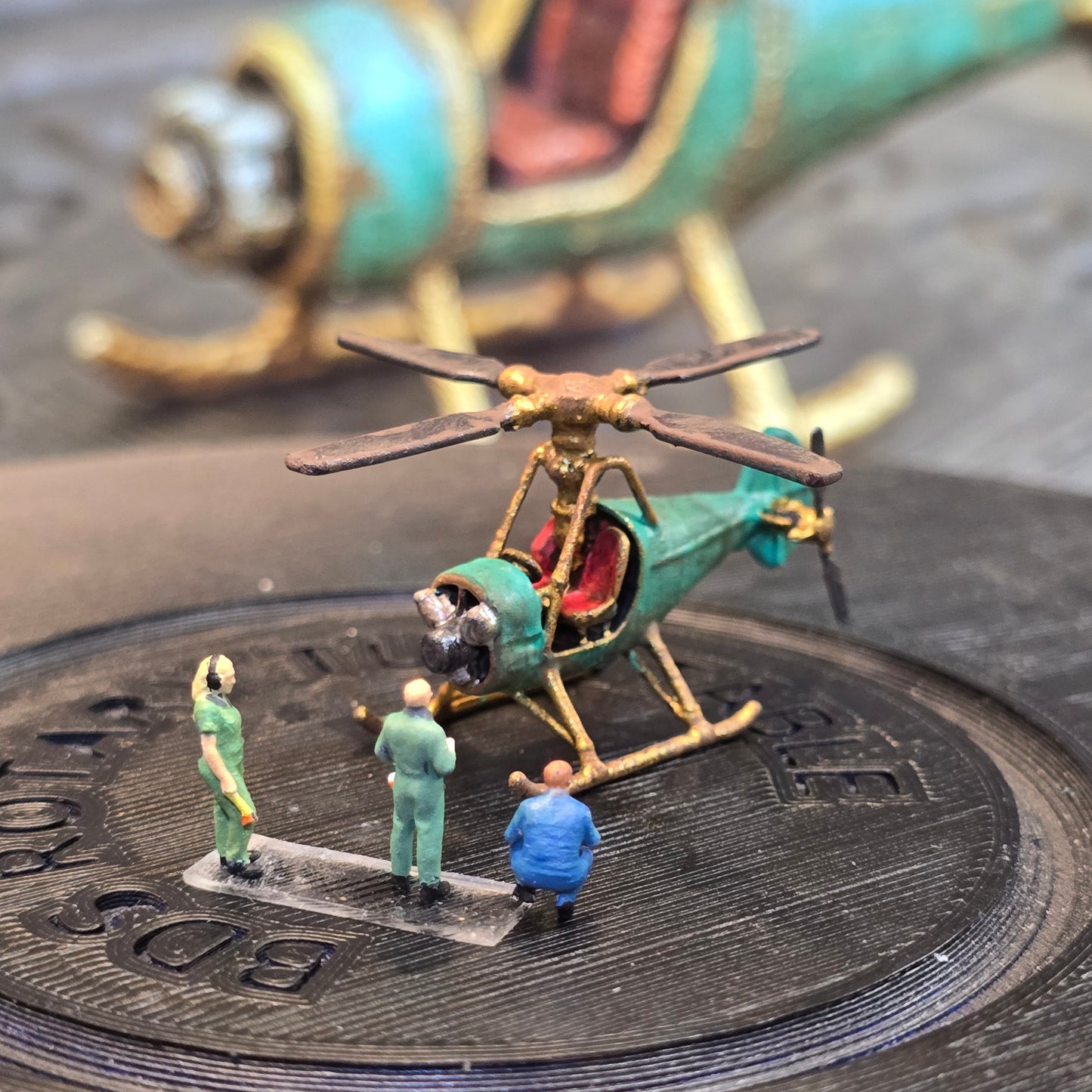 12mm Hand Painted Resin Printed Steampunk Helicopter Diorama, doll houses, scale modelers, camera props, scene building