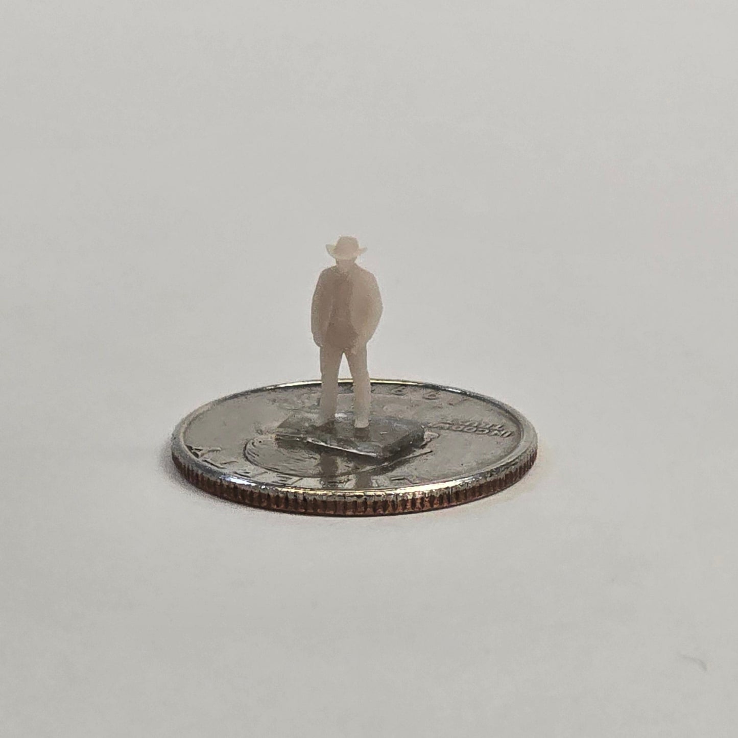 N Scale Cowboy – Hand in Pocket | Unpainted Miniature for Dioramas & Train Layouts
