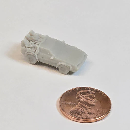 14mm DeLorean-Style Time Machine Car | Sculptural Grey | N Scale 1:1