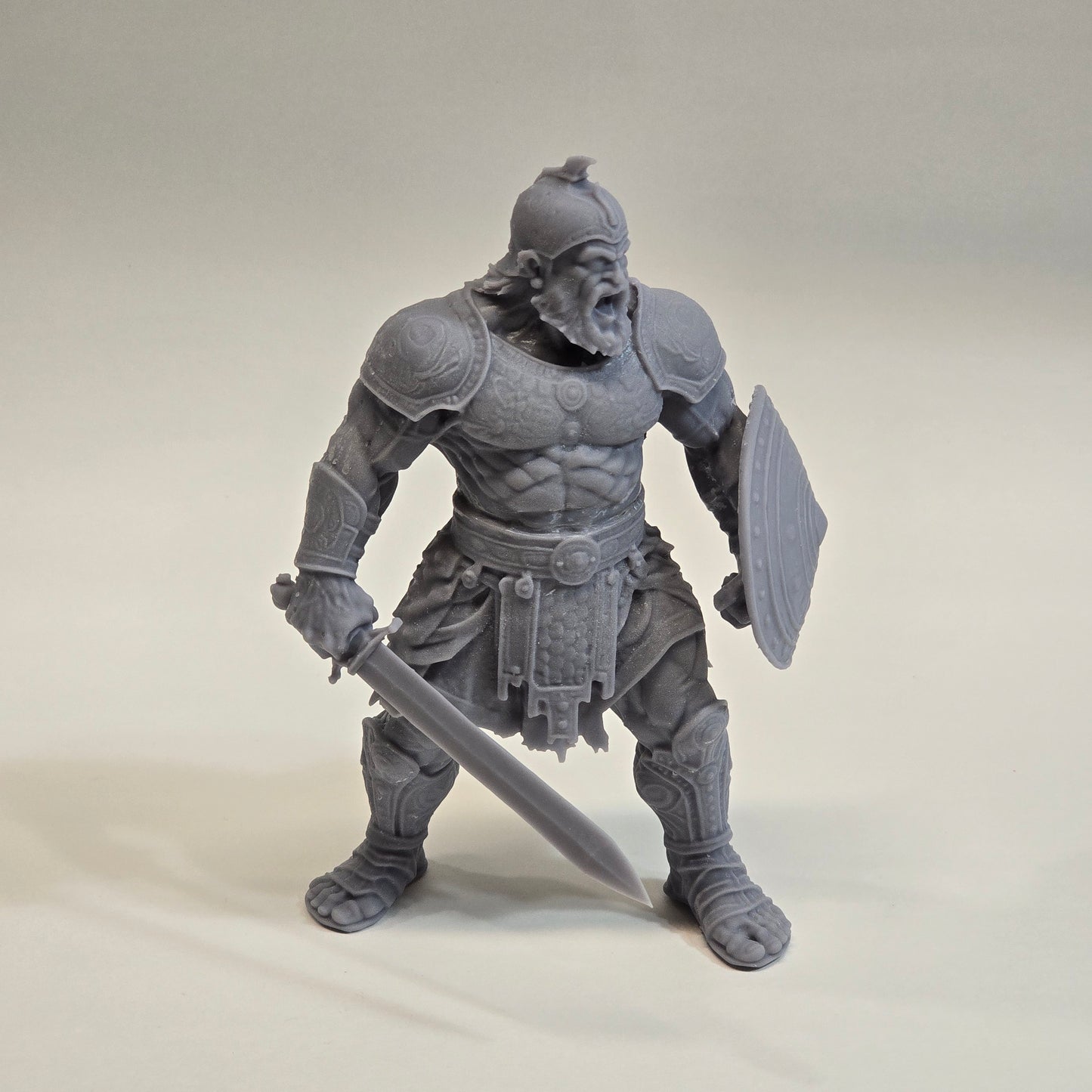 Sculptural Grey – Goliath the Giant Warrior (Collector Figure, Full Armor, Sword & Shield)