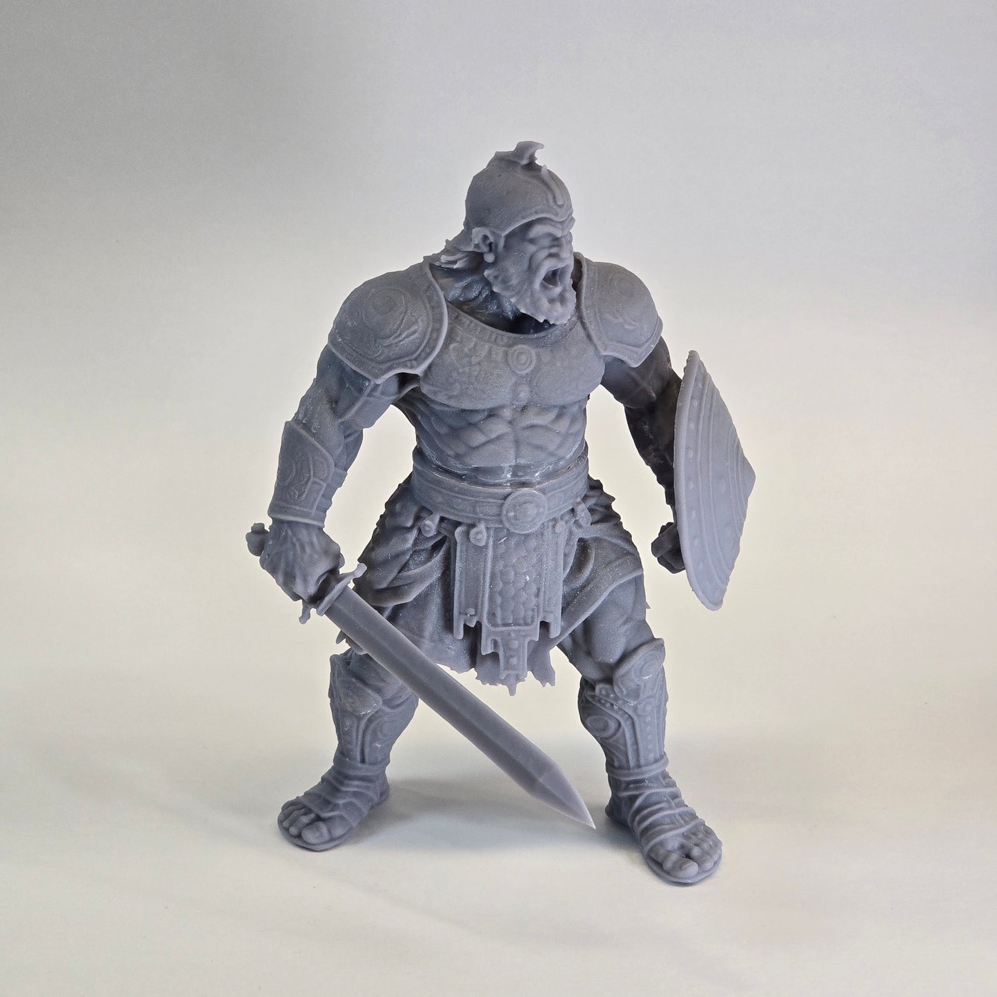 Sculptural Grey – Goliath the Giant Warrior (Collector Figure, Full Armor, Sword & Shield)