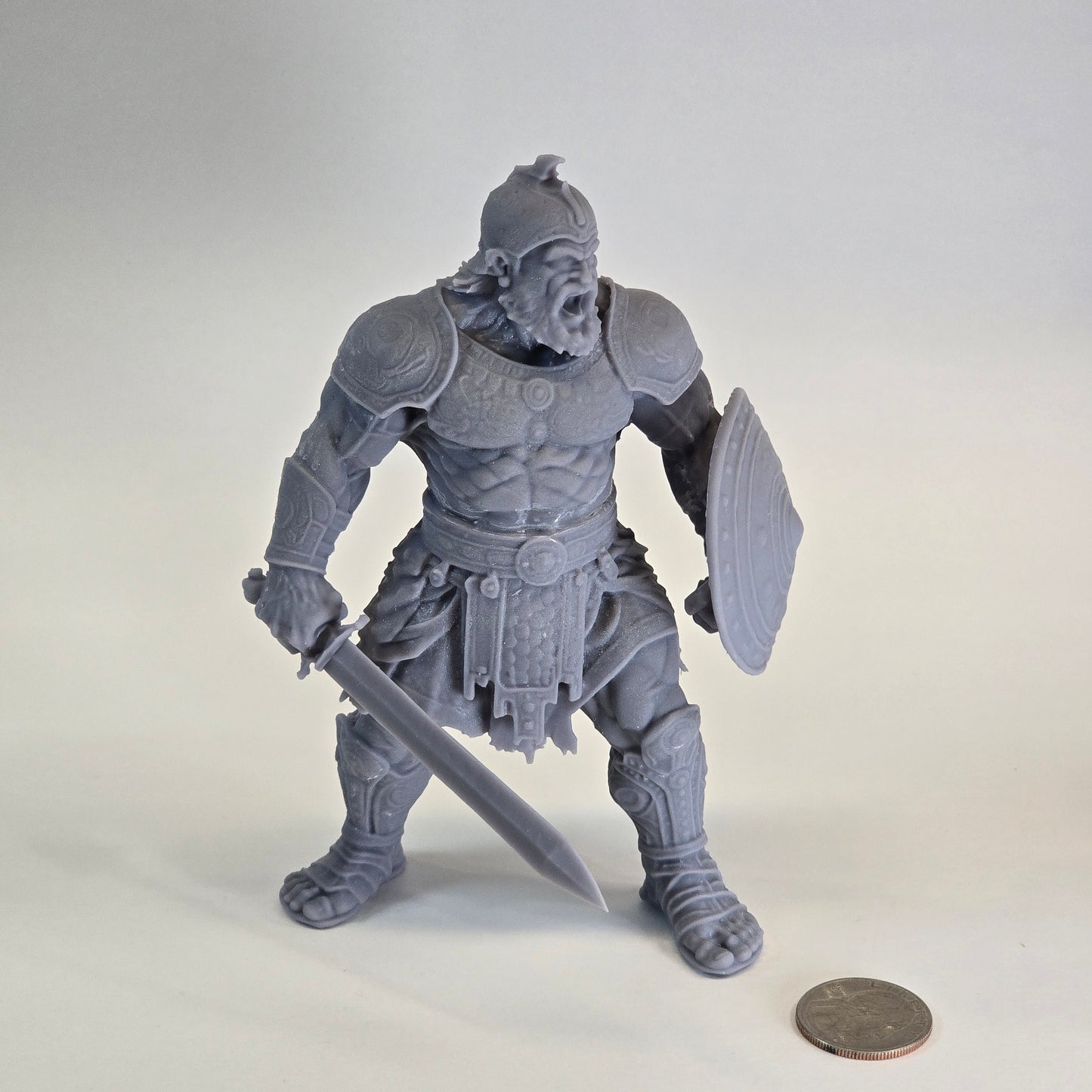 Sculptural Grey – Goliath the Giant Warrior (Collector Figure, Full Armor, Sword & Shield)