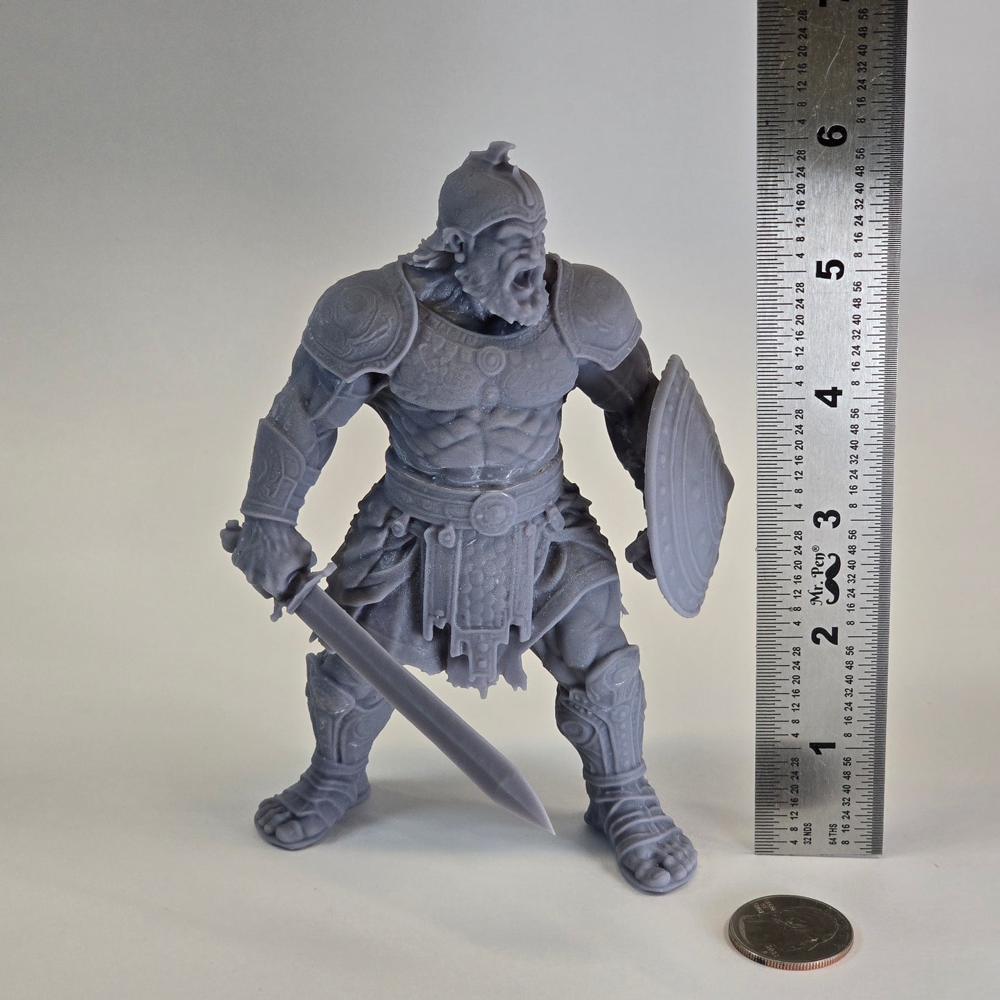 Sculptural Grey – Goliath the Giant Warrior (Collector Figure, Full Armor, Sword & Shield)
