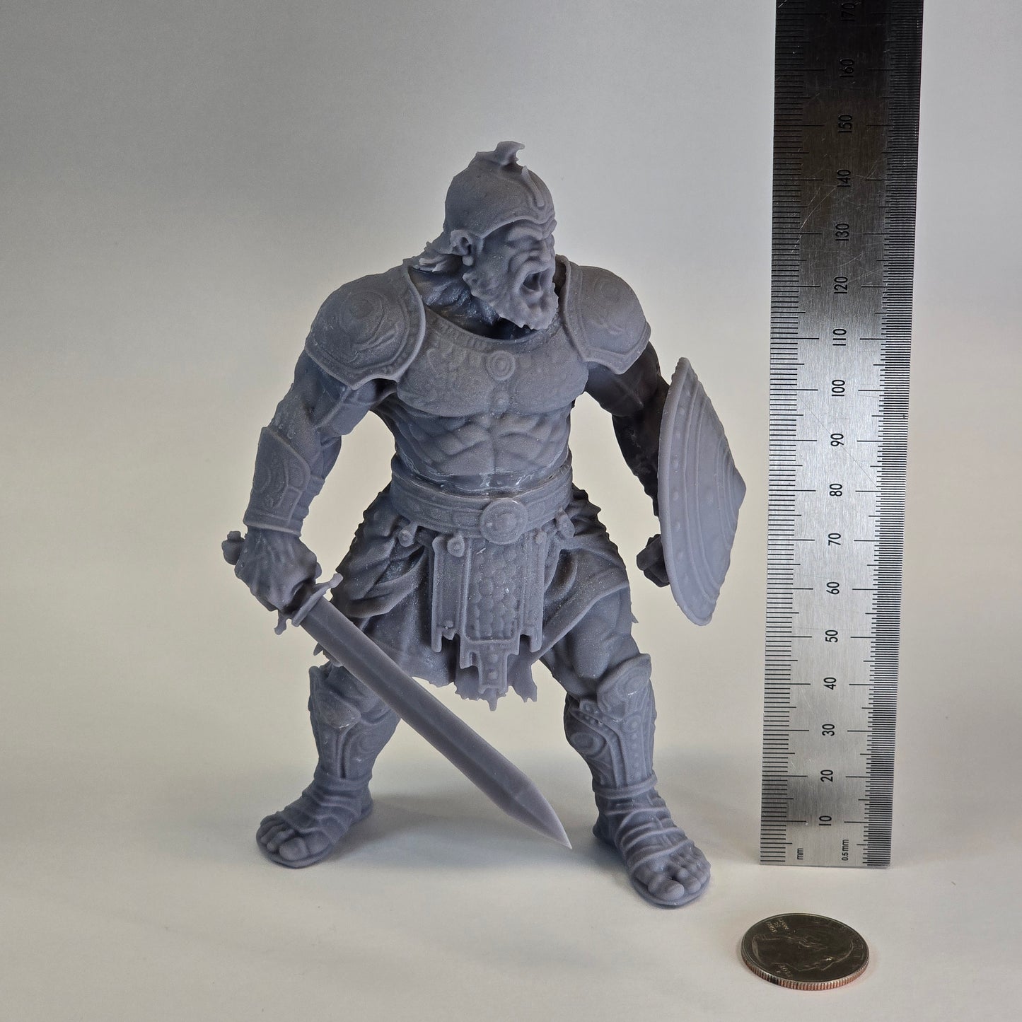 Sculptural Grey – Goliath the Giant Warrior (Collector Figure, Full Armor, Sword & Shield)