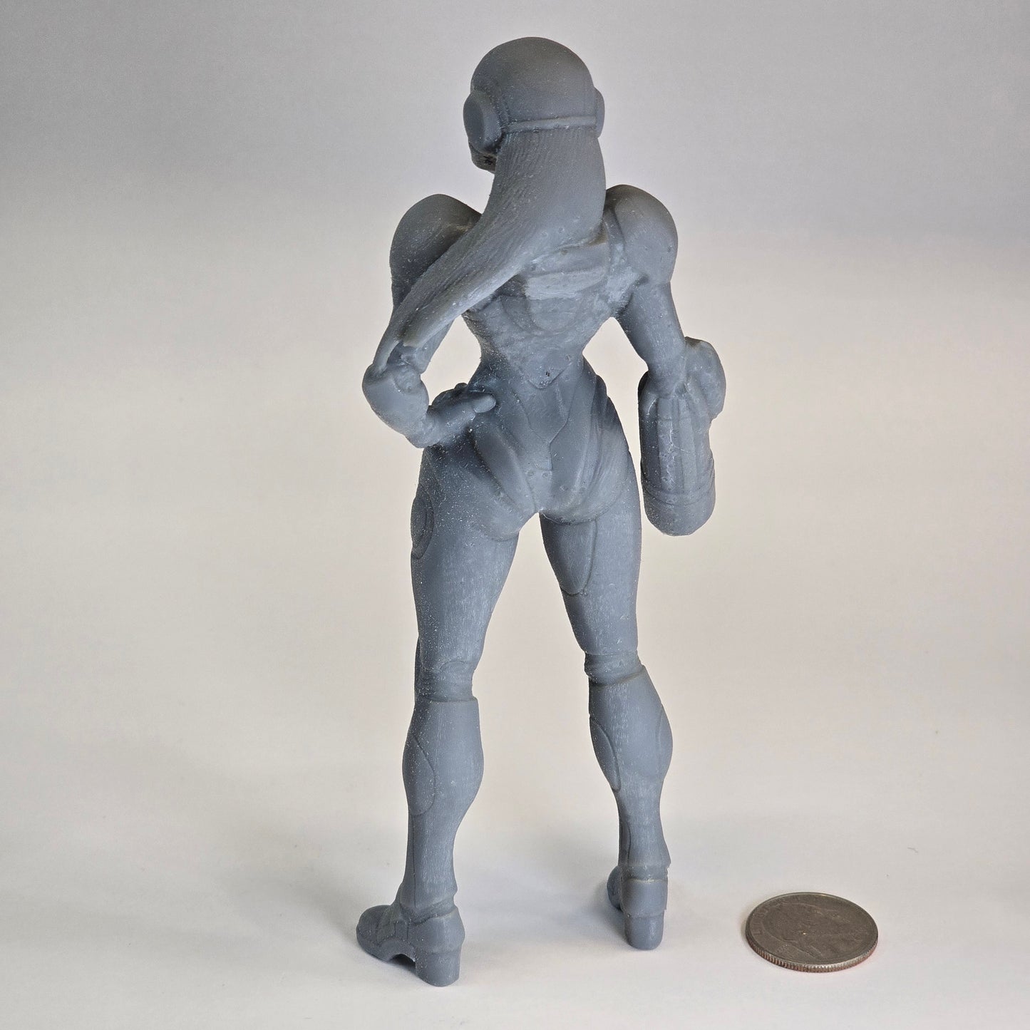 Sculptural Grey – Sci-Fi Armored Hunter (Samus-Inspired Prototype Figure)