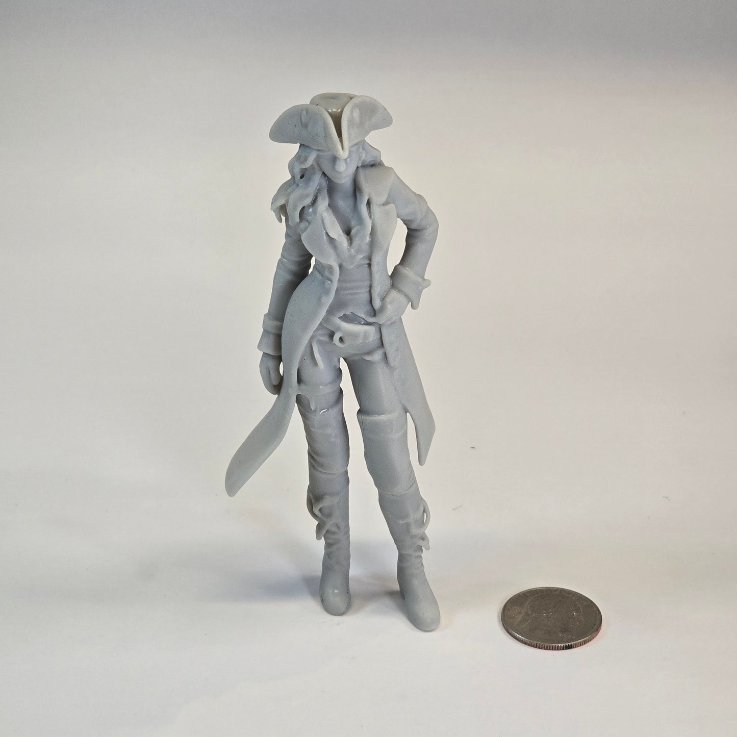 Sculptural Grey – Captain Marlowe “Stormhair” Vale (Pirate Commander Figure)