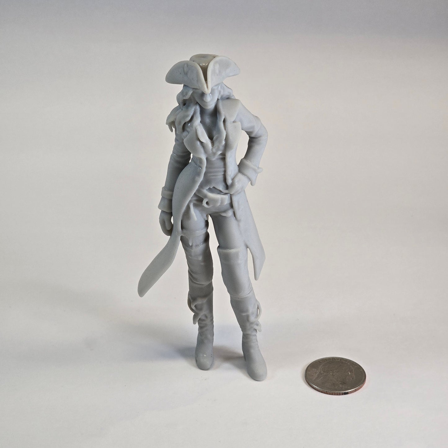 Sculptural Grey – Captain Marlowe “Stormhair” Vale (Pirate Commander Figure)