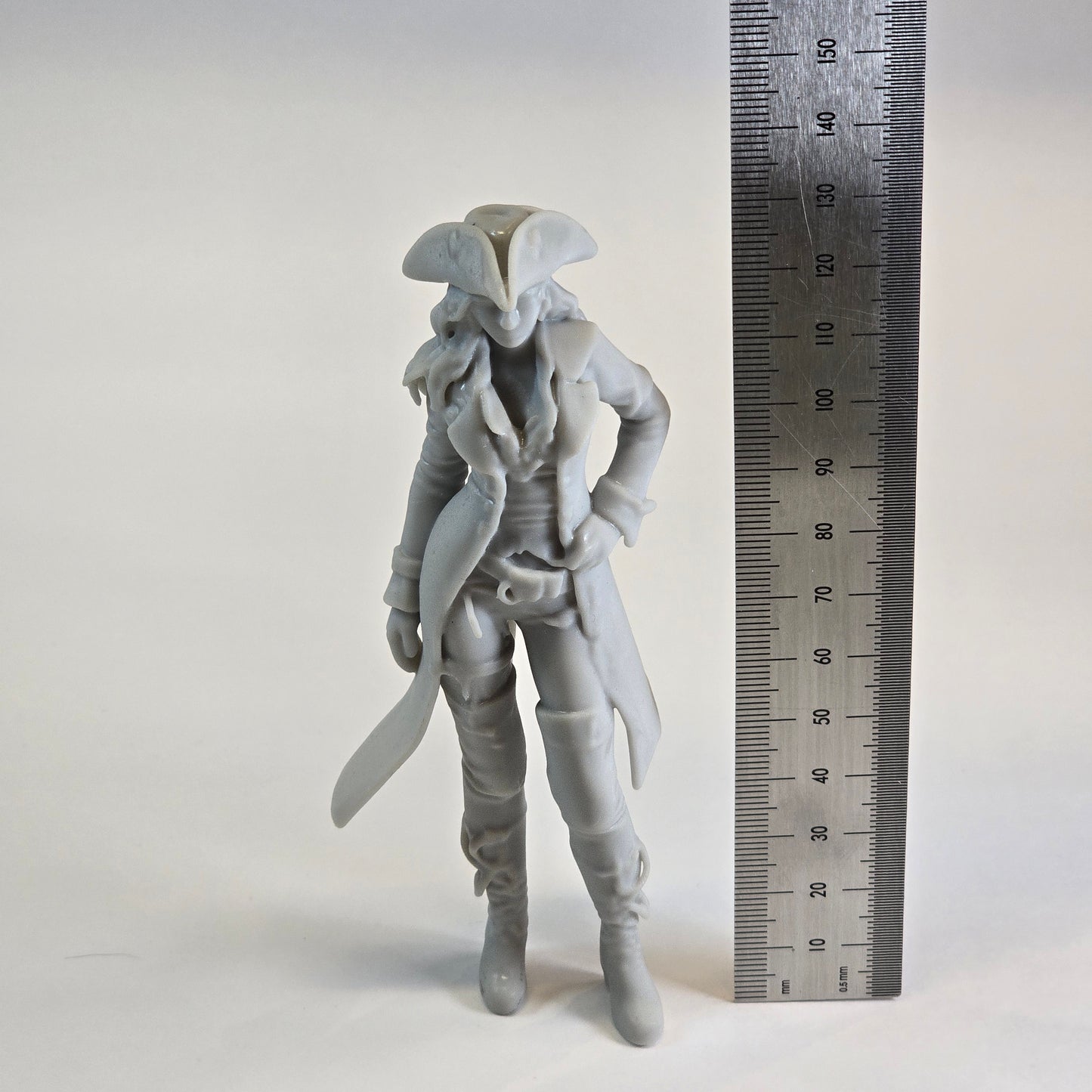 Sculptural Grey – Captain Marlowe “Stormhair” Vale (Pirate Commander Figure)