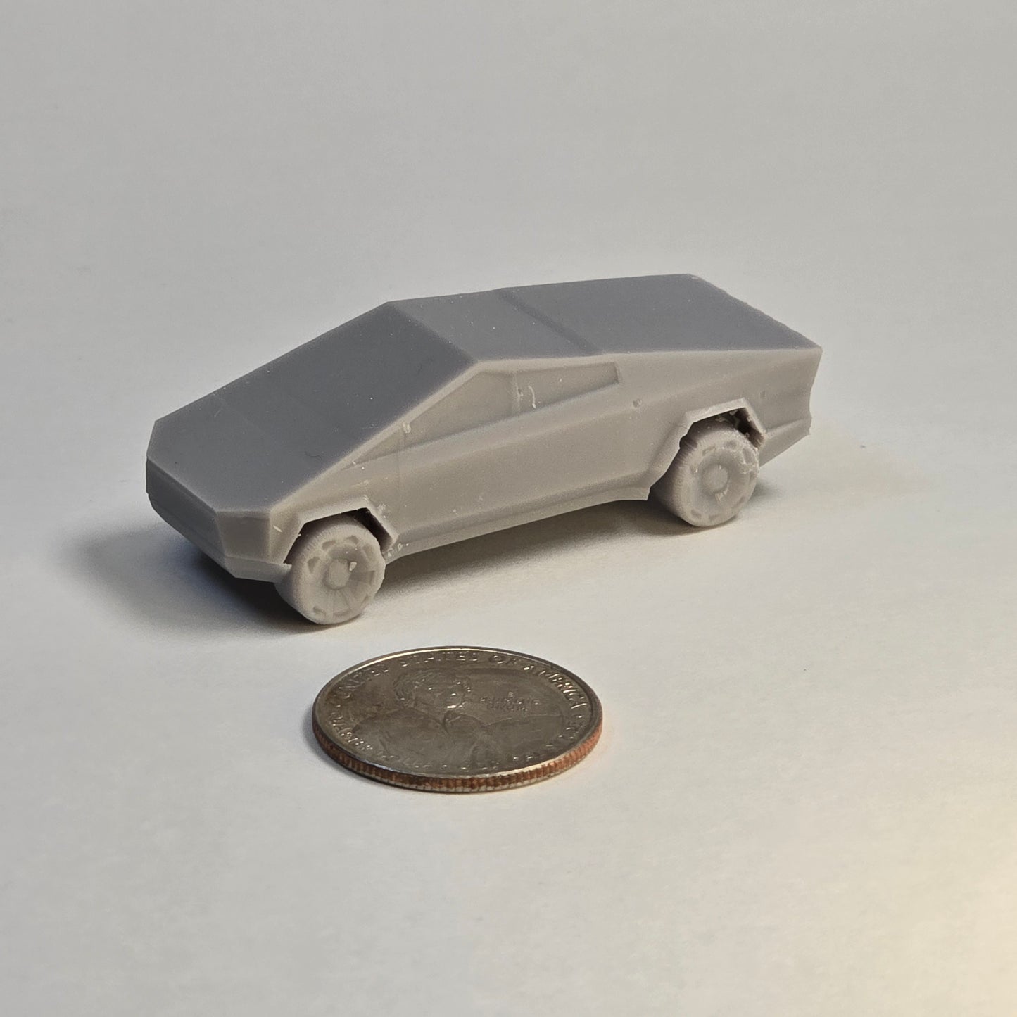 HO Scale Cybertruck Car – Sculptural Grey Modern Electric Pickup