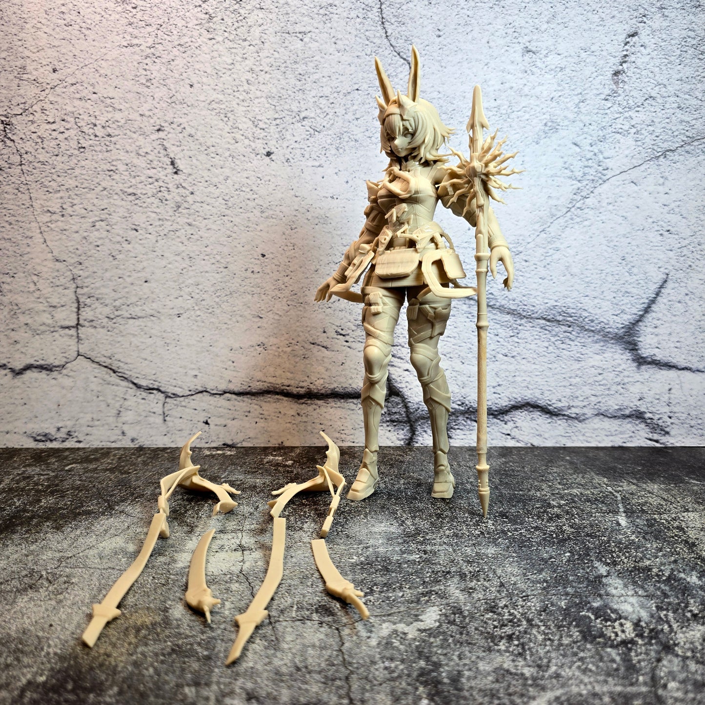 10” Anime Warrior Garage Kit – Unpainted Resin Figure with Alternate Blade Props