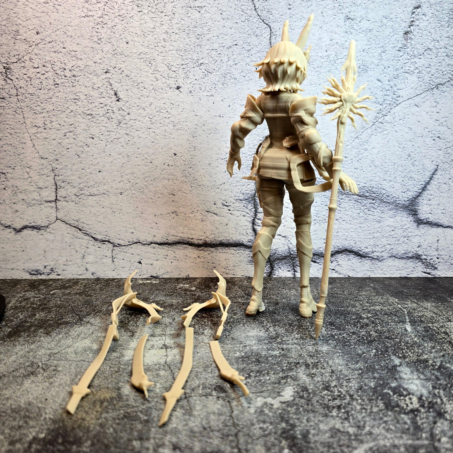 10” Anime Warrior Garage Kit – Unpainted Resin Figure with Alternate Blade Props