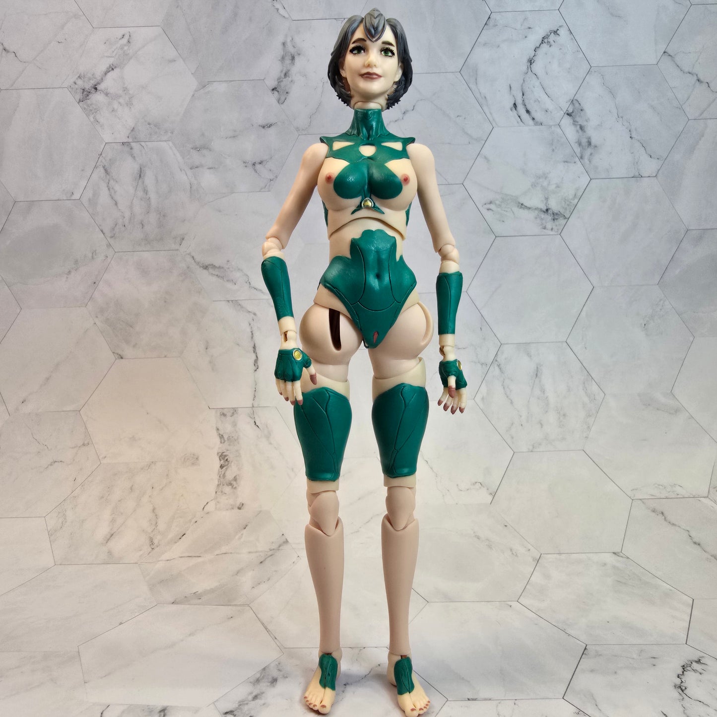 OOAK Hand Painted Female Cyborg Art Doll Custom Sci-Fi Collector Figure Original Artwork