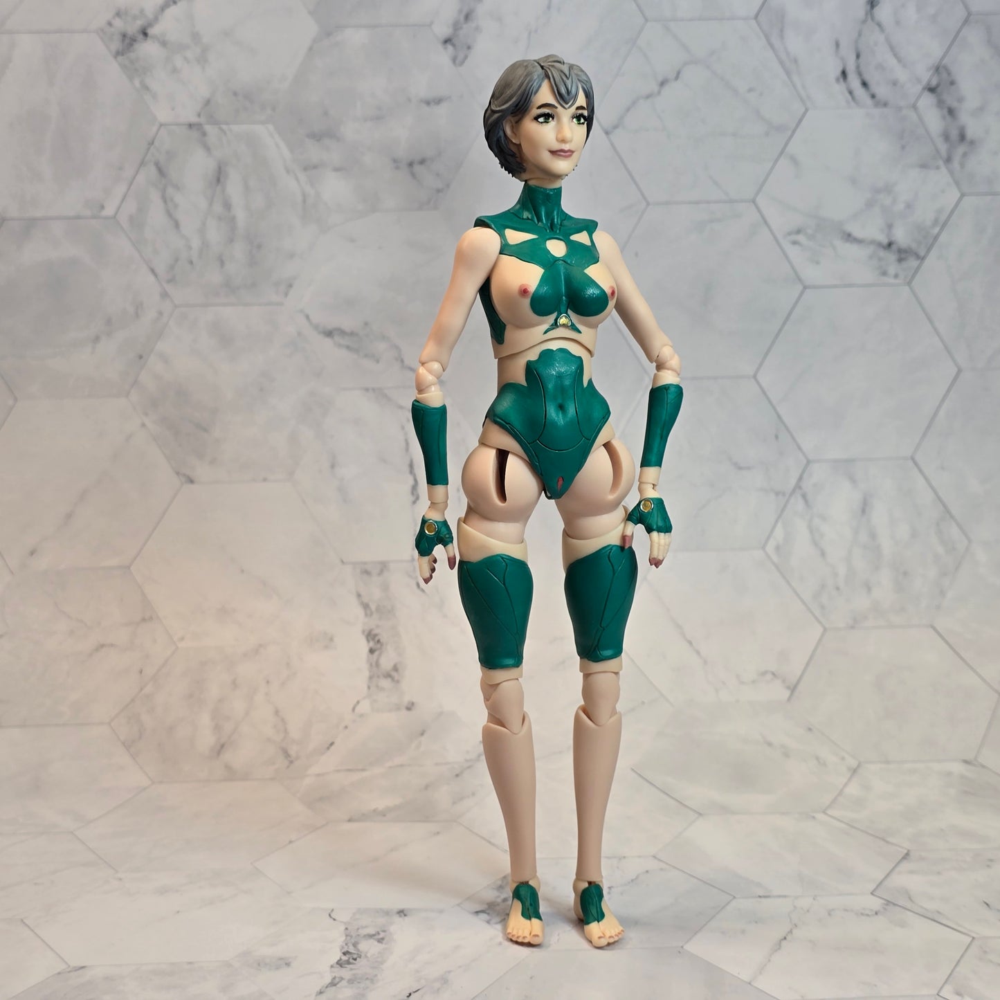 OOAK Hand Painted Female Cyborg Art Doll Custom Sci-Fi Collector Figure Original Artwork